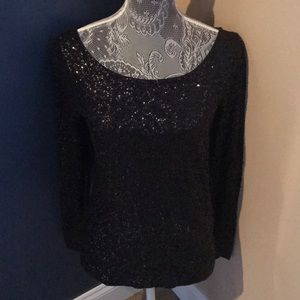 Sequin black scoop neck top by J Crew